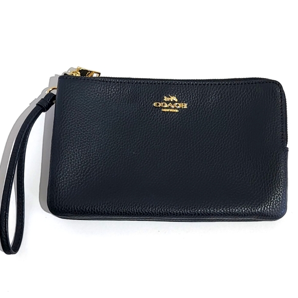 Coach Handbags - COACH Double Corner Zip Wristlet Black Model F87587